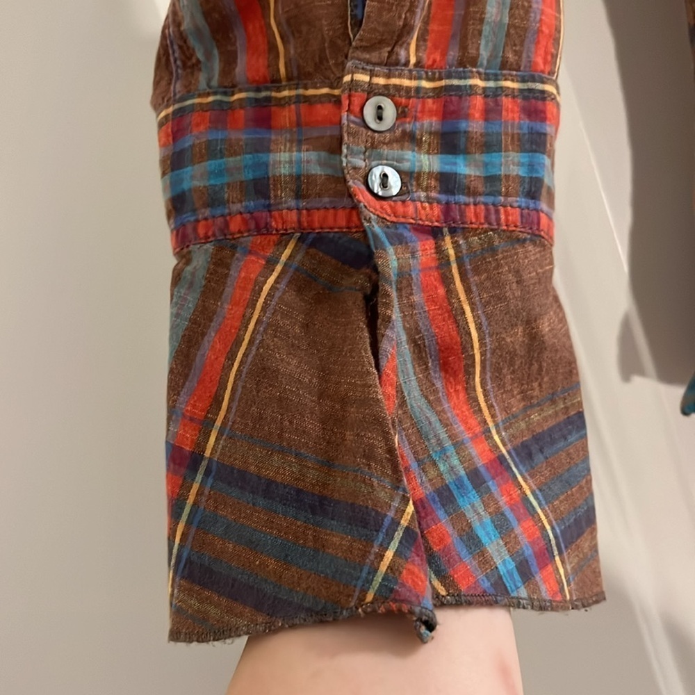 Cino plaid and ruffle button down shirt - Picture 4 of 6